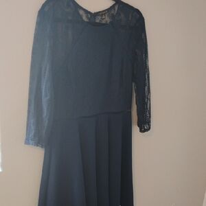 City Triangles Blue Long Sleeve Lace Dress